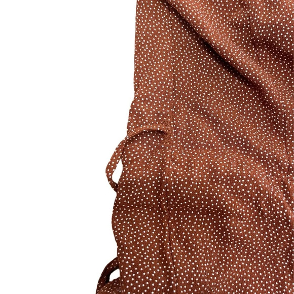 Abercrombie and Fitch Burnt Orange polka dot long sleeve wrap Dress Mini Small T - Picture 5 of 7